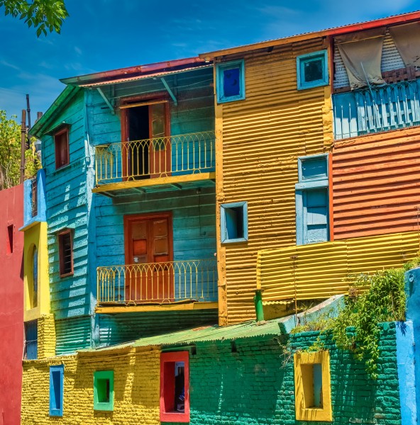 Brightly painted houses on Caminito street in La Boca, Buenos Aires